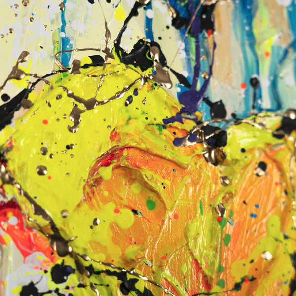 The painting "Hearts" is a modern abstraction with elements of pop art.