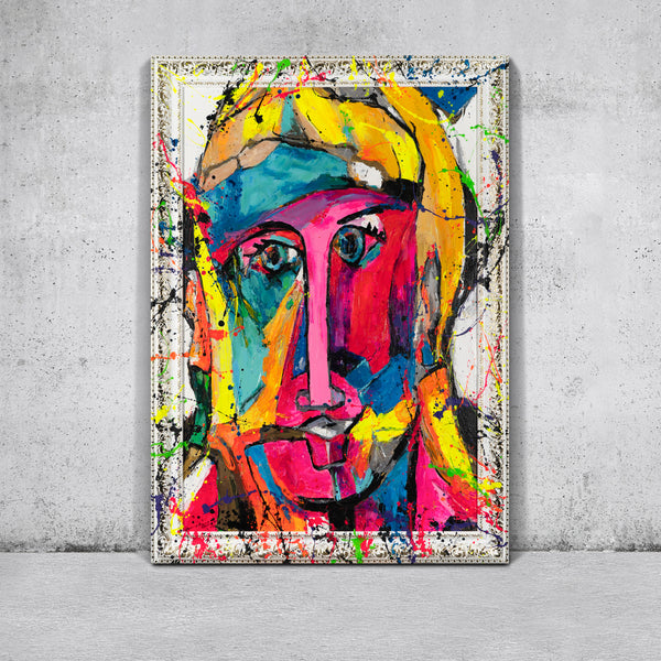 The painting "Face of Color" is a modern abstract portrait in the style of expressionism