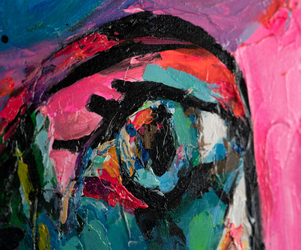 The painting "Face of Color" is a modern abstract portrait in the style of expressionism