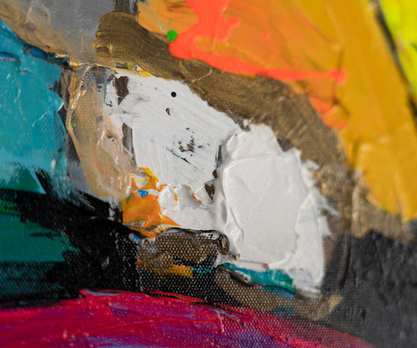 The painting "Face of Color" is a modern abstract portrait in the style of expressionism
