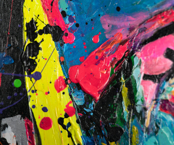 The painting "Face of Color" is a modern abstract portrait in the style of expressionism