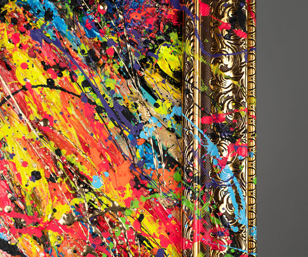 The painting "Medusa in Neon" is a pop art portrait with elements of street art.