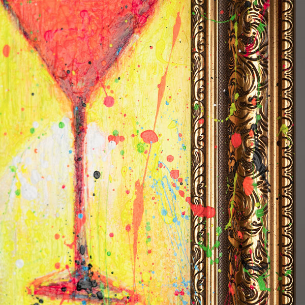 The painting "Cocktail" is an abstract female image in a neon palette