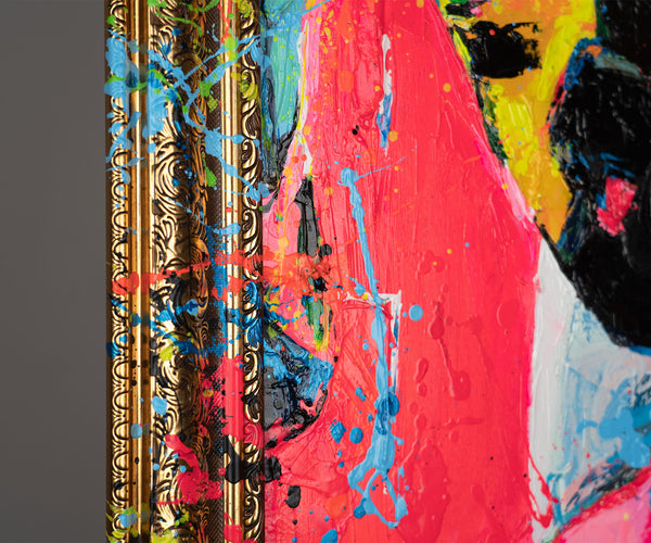 The painting "Style Icon" is a pop art portrait in a bright palette