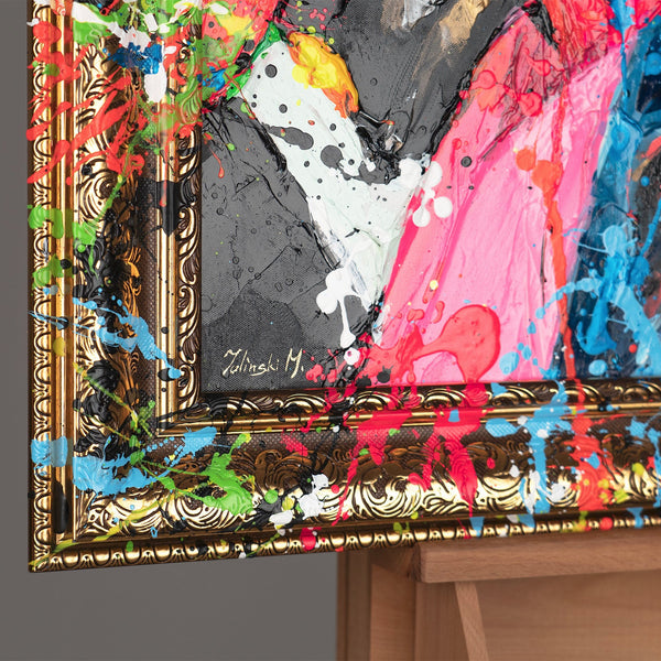 The painting "Style Icon" is a pop art portrait in a bright palette