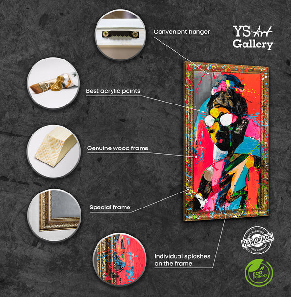 The painting "Style Icon" is a pop art portrait in a bright palette