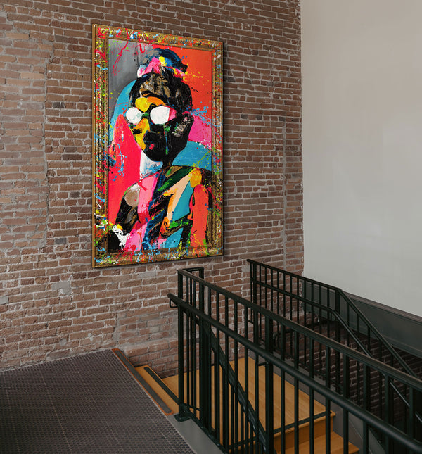 The painting "Style Icon" is a pop art portrait in a bright palette