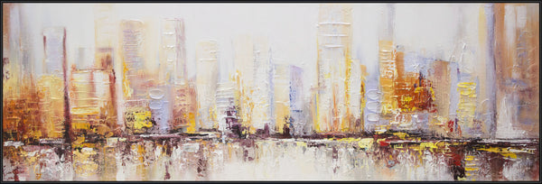 The painting "Morning in a Megapolis" is an abstract cityscape