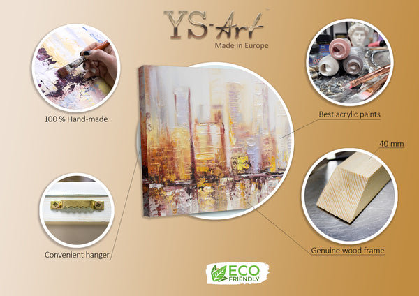 The painting "Morning in a Megapolis" is an abstract cityscape