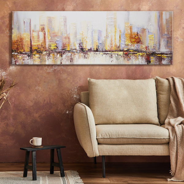The painting "Morning in a Megapolis" is an abstract cityscape
