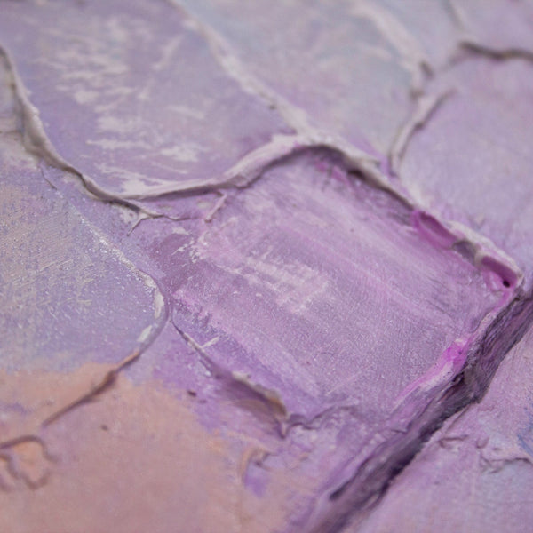 Painting "Early Spring" - textured dandelions on a lavender background