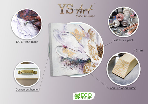 Painting "Golden Peony" - an elegant flower with white and gold