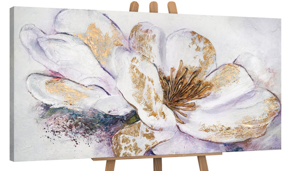 Painting "Golden Peony" - an elegant flower with white and gold