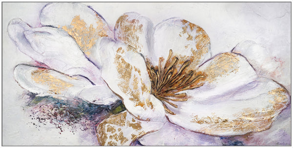 Painting "Golden Peony" - an elegant flower with white and gold
