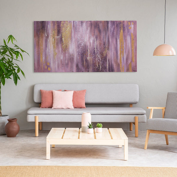 Painting "Symphony" - modern textural abstraction with a purple accent