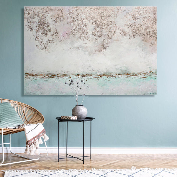 Painting "Glare of Light" - light abstraction with a pearlescent effect