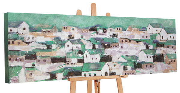 The painting "Southern Quarter" is an abstract scene with city buildings