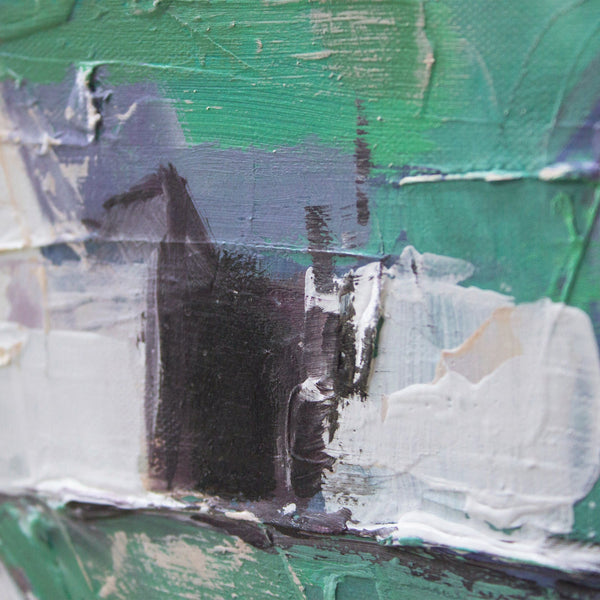 The painting "Southern Quarter" is an abstract scene with city buildings