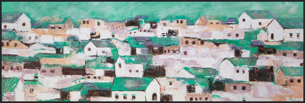 The painting "Southern Quarter" is an abstract scene with city buildings