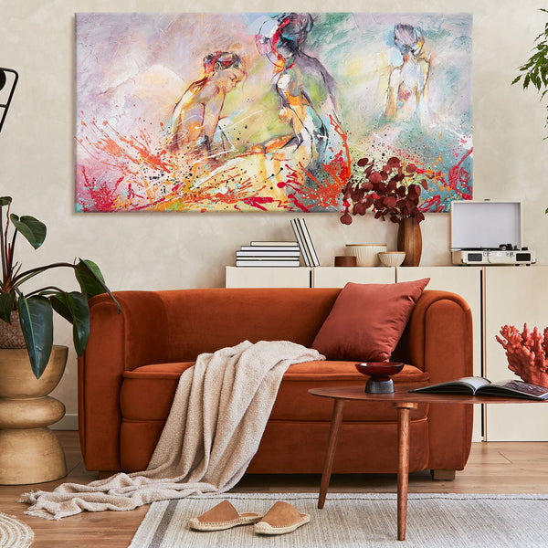 The painting "Hot Summer" is a bright, expressive plot with figures