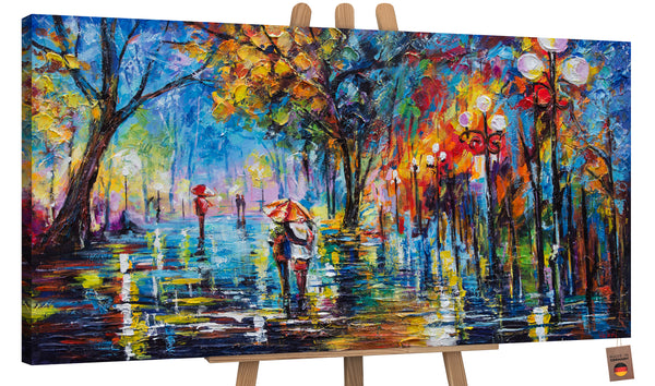 The painting "Autumn Alley" is a bright urban scene in expressive colors