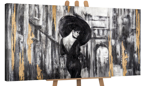 The painting "Film" - a female silhouette in a monochrome palette