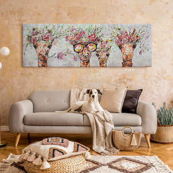 The painting "Giraffes" is a bright subject for an interior with a mood