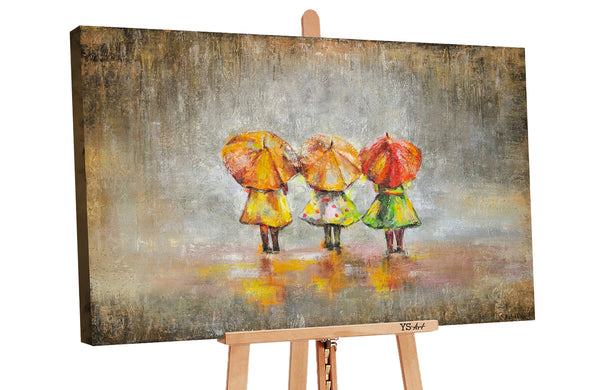 The painting "Summer Rain" is a warm story scene with children