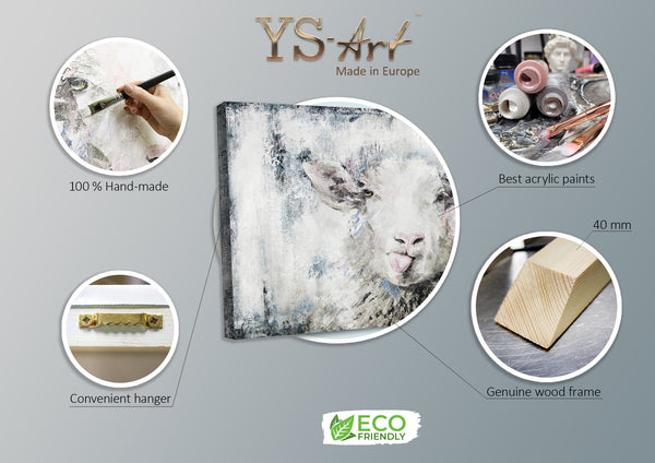 The painting "Happy Sheep" is an accent for the interior with humor
