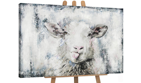 The painting "Happy Sheep" is an accent for the interior with humor