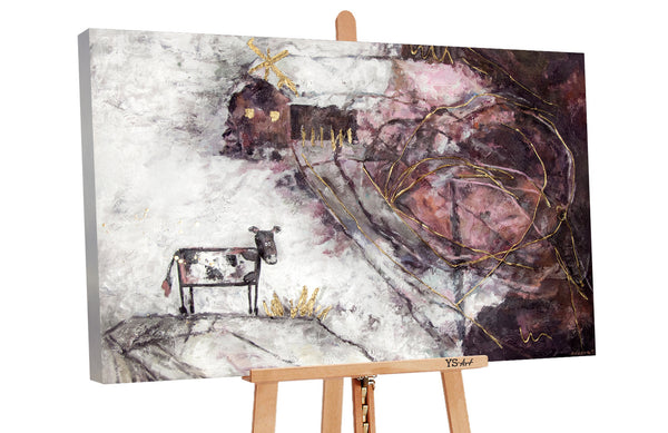 The painting "An Interesting Story" is a surrealistic plot in pastel colors