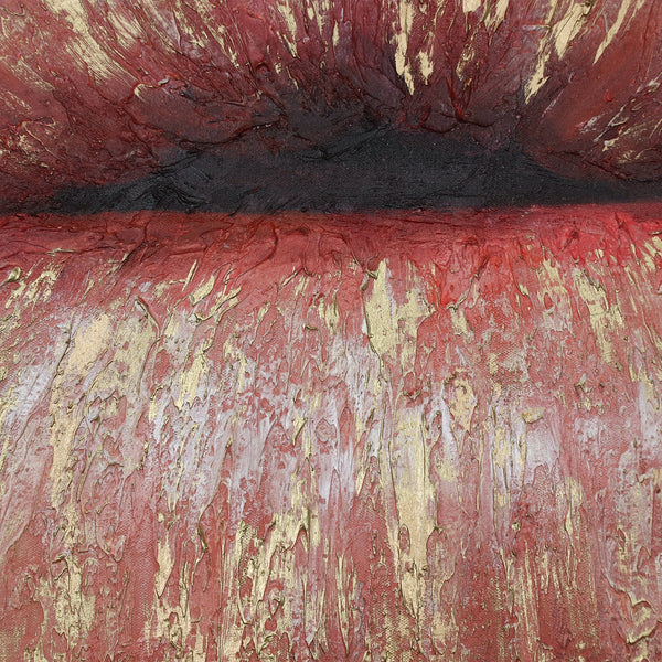 Painting "Kiss" - expressive lips on a textured background