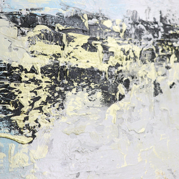The painting "Case" is a plot scene with sheep against an abstract background.