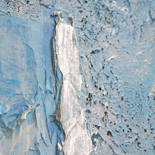 The painting "Azure" - textural depth with shades of sky and water