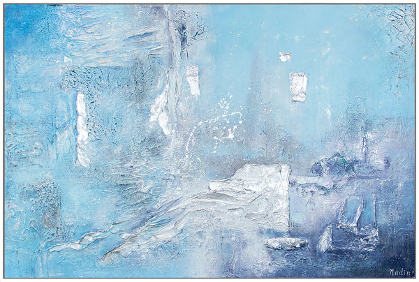 The painting "Azure" - textural depth with shades of sky and water