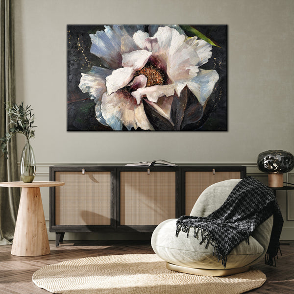 The painting "Peonies II" is a realistic flower with a three-dimensional texture