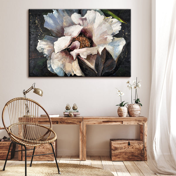 The painting "Peonies II" is a realistic flower with a three-dimensional texture
