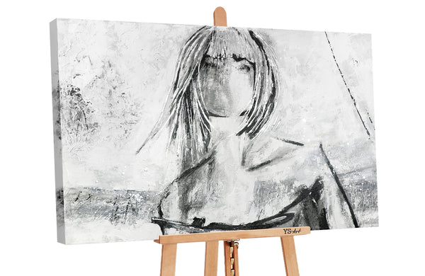 The painting "Charm" is a modern female figure in a minimalist style