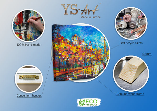 The painting "Evening in Paris" is a bright cityscape with the Eiffel Tower