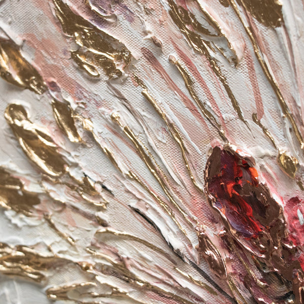 Painting "Mallow" - a large flower with gold accents