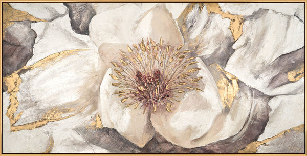Painting "Mallow" - a large flower with gold accents