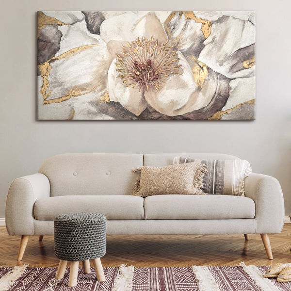 Painting "Mallow" - a large flower with gold accents
