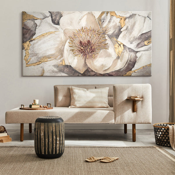 Painting "Mallow" - a large flower with gold accents
