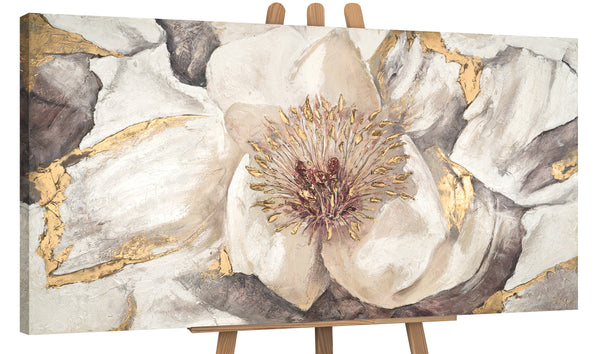 Painting "Mallow" - a large flower with gold accents