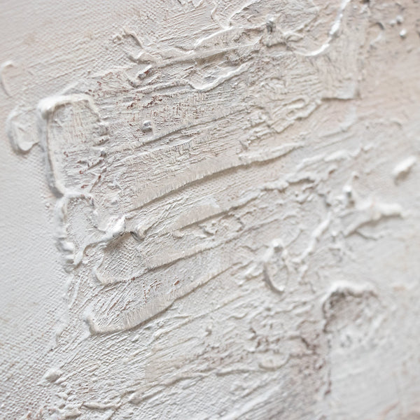 The painting "Shine" is an abstract depth in beige and gray tones.