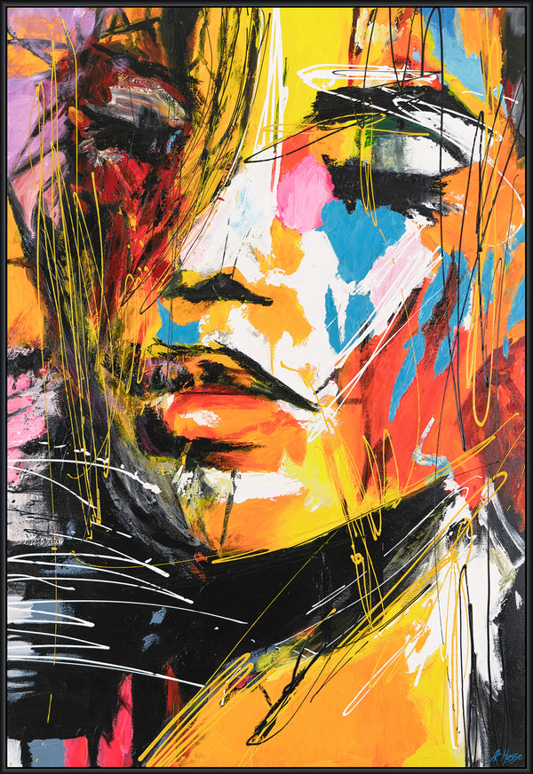 The painting "Scream of Color" is an expressive female portrait in a vertical format