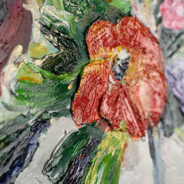 Painting "Picturesque Bouquet" - horizontal floral composition with bright strokes