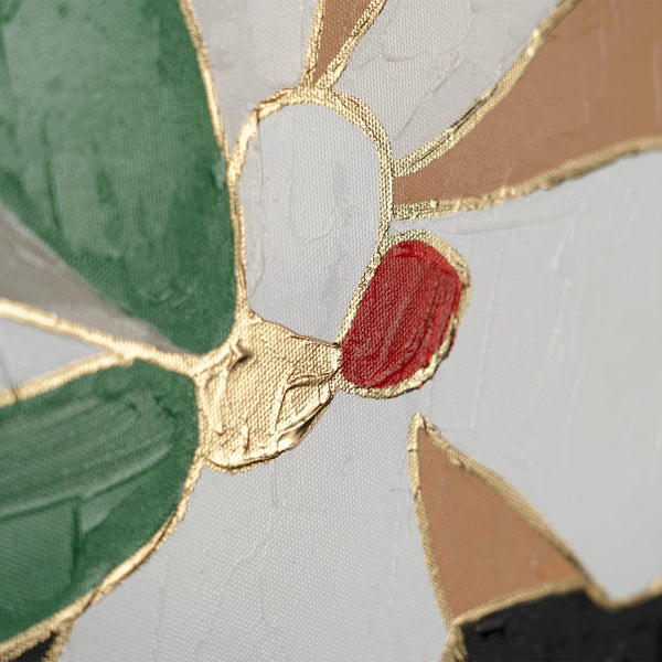The painting "Garden Accents" is a modern floral composition in flat-design style