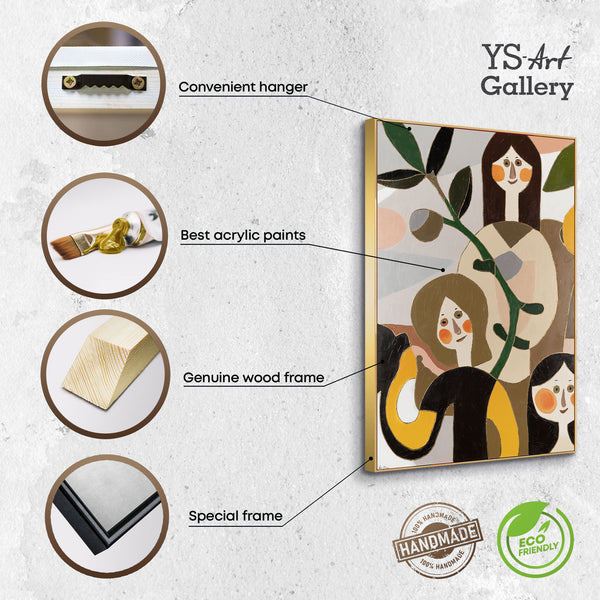 The painting "Soft Voices" is a modern abstract figurative composition