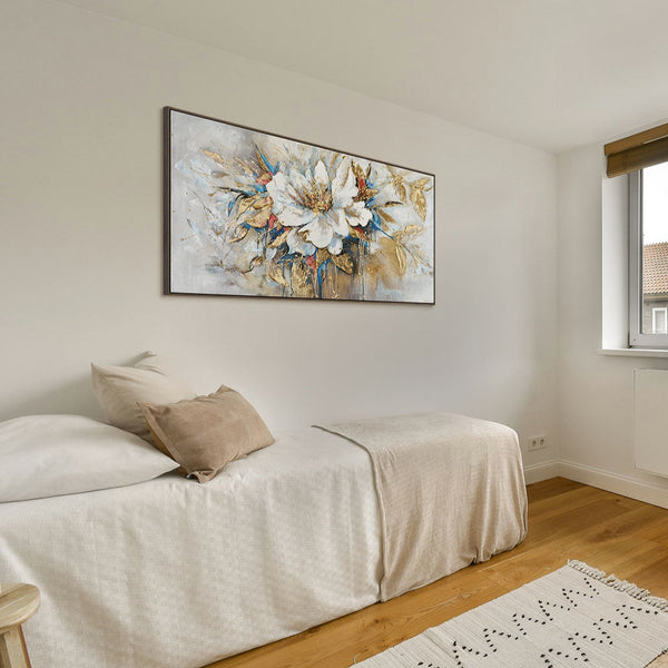 The painting "Flower of Light" is a luxurious abstract floristry